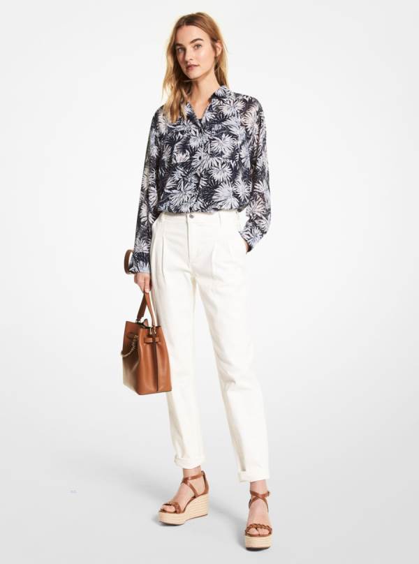 Damske Kosele Michael Kors Palm Georgette Modre - Oblecenie Michael Kors Levně | BQFXD-5712